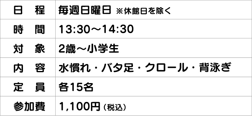 スイミング入会説明会&1日体験
